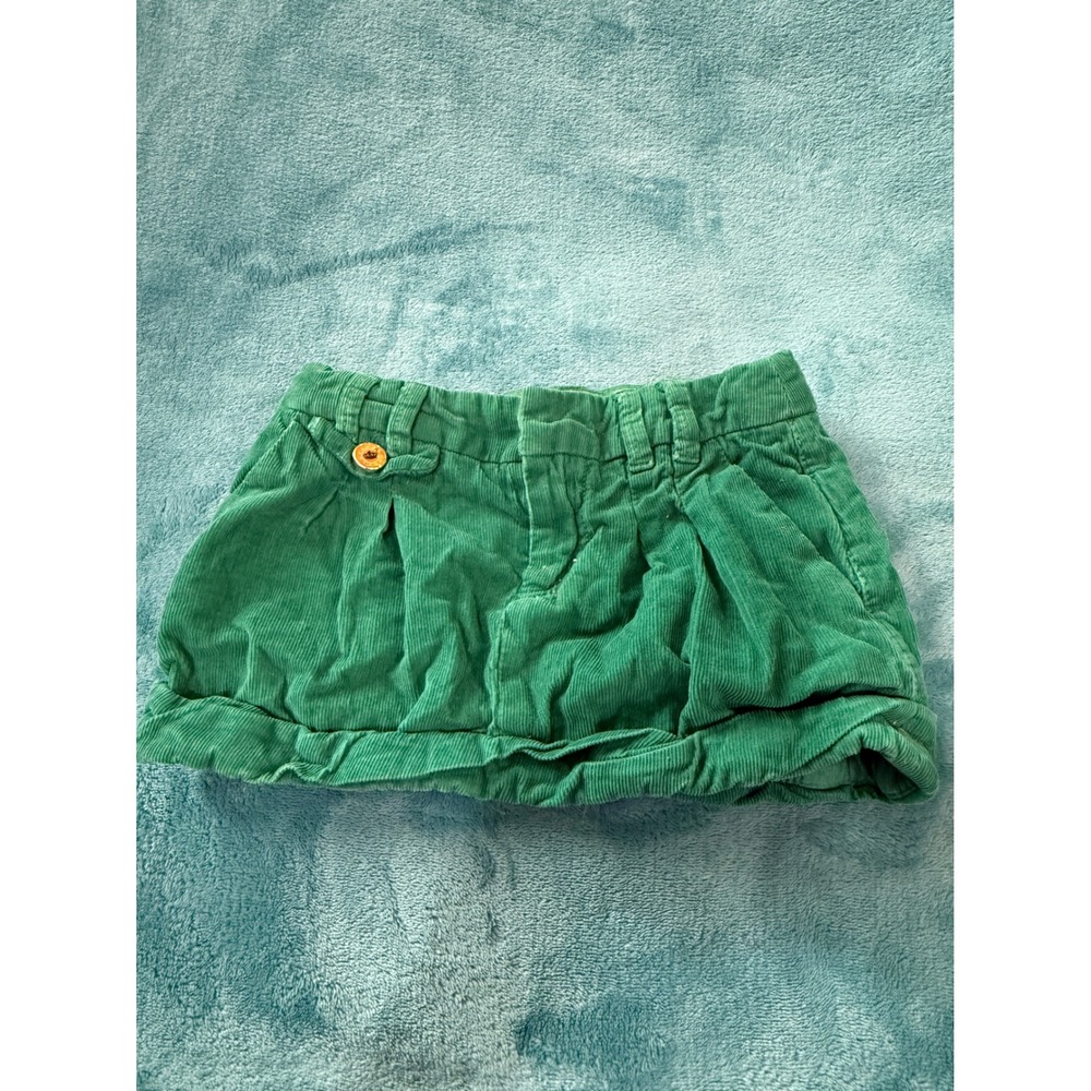 Zara Kids Green Corduroy Bubble Skirt Gold Crown Buttons Size 2-3 Years 98cm
